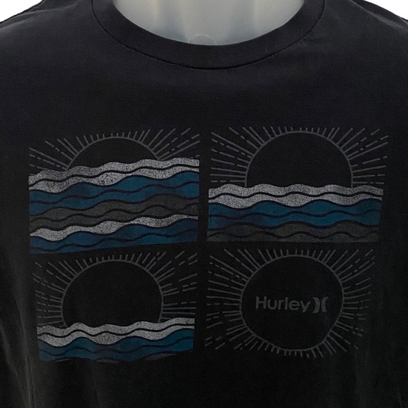 HURLEY “Sunrise Sunset” Surf Navy Blue Tee Shirt Men M Medium - Picture 2 of 5